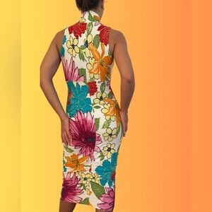 Cache Multicolor Floral Backless Dress